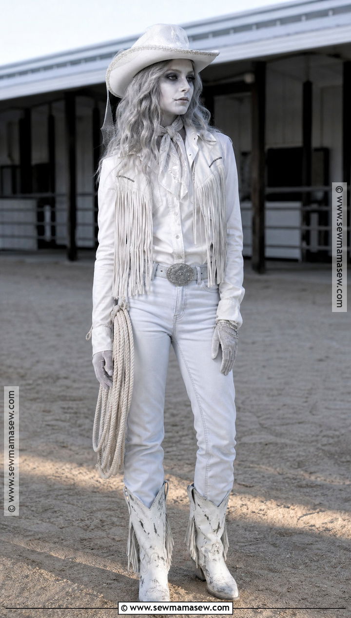 Cowboy Ghost Outfit With White Hat - 35 Ghost Outfit Ideas