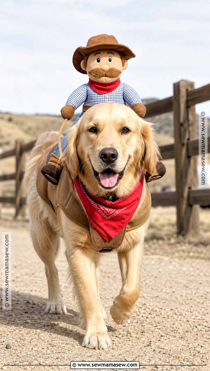 Cowboy Rider Dog Halloween Costume - 45 dog halloween costumes
