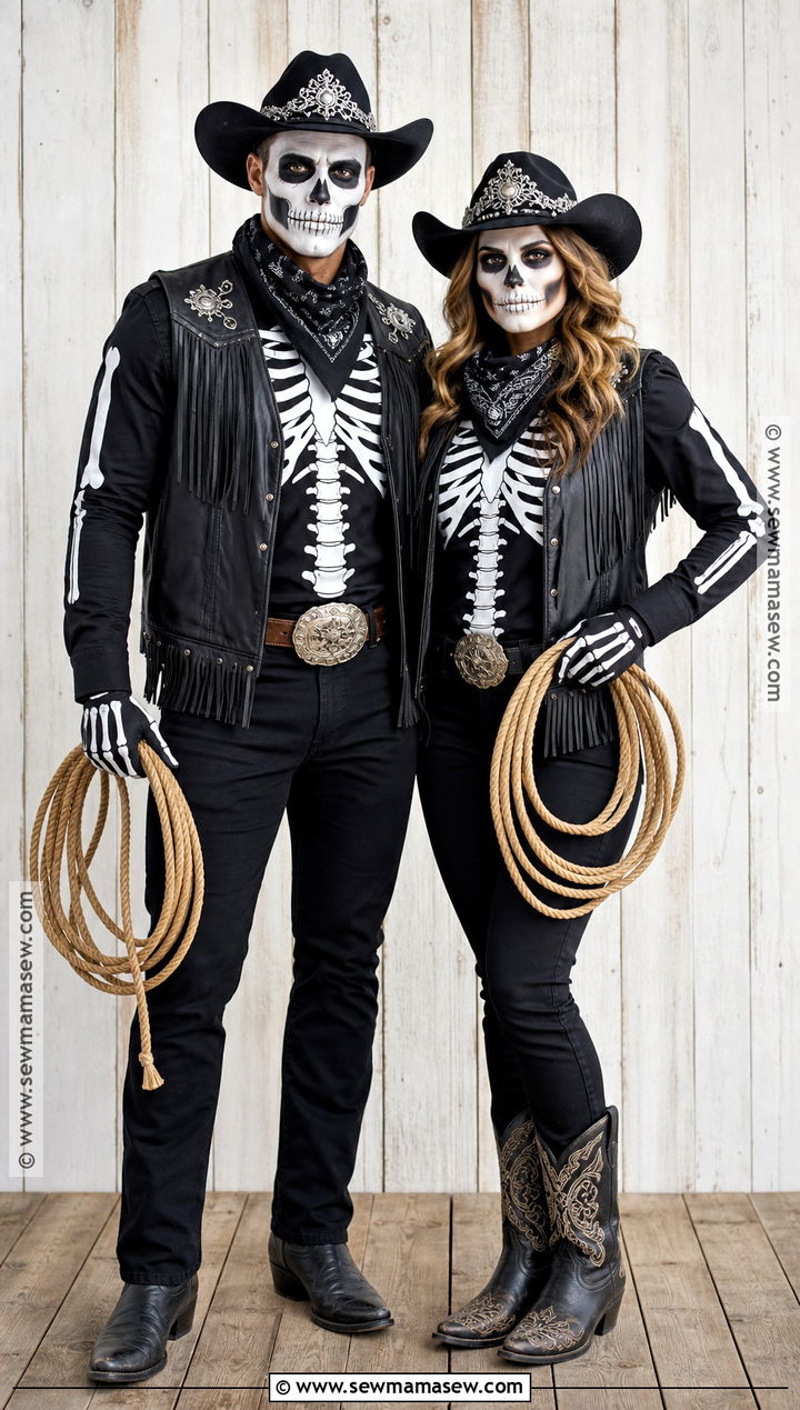 Cowboy Skeleton Couple Costume - 30 Skeleton Couple Costume Ideas