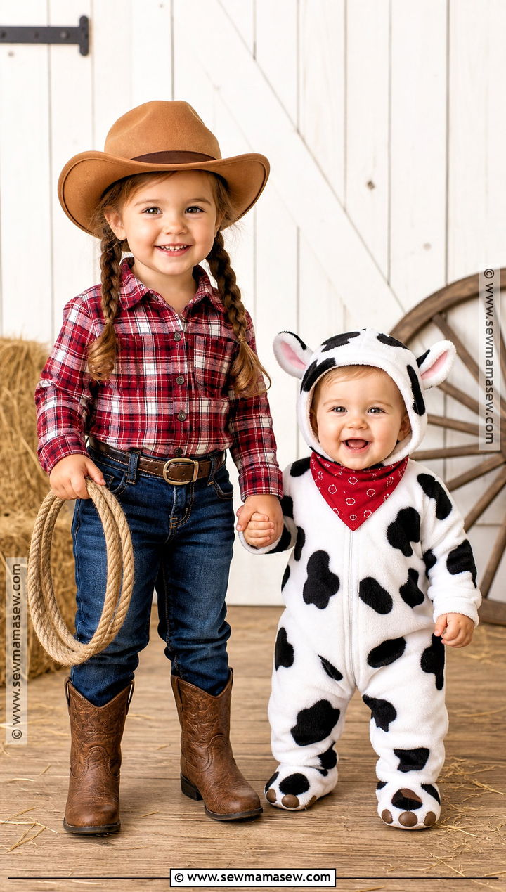 Cowgirl And Baby Cow Sister Costumes - 30 sister halloween costumes toddler for babies