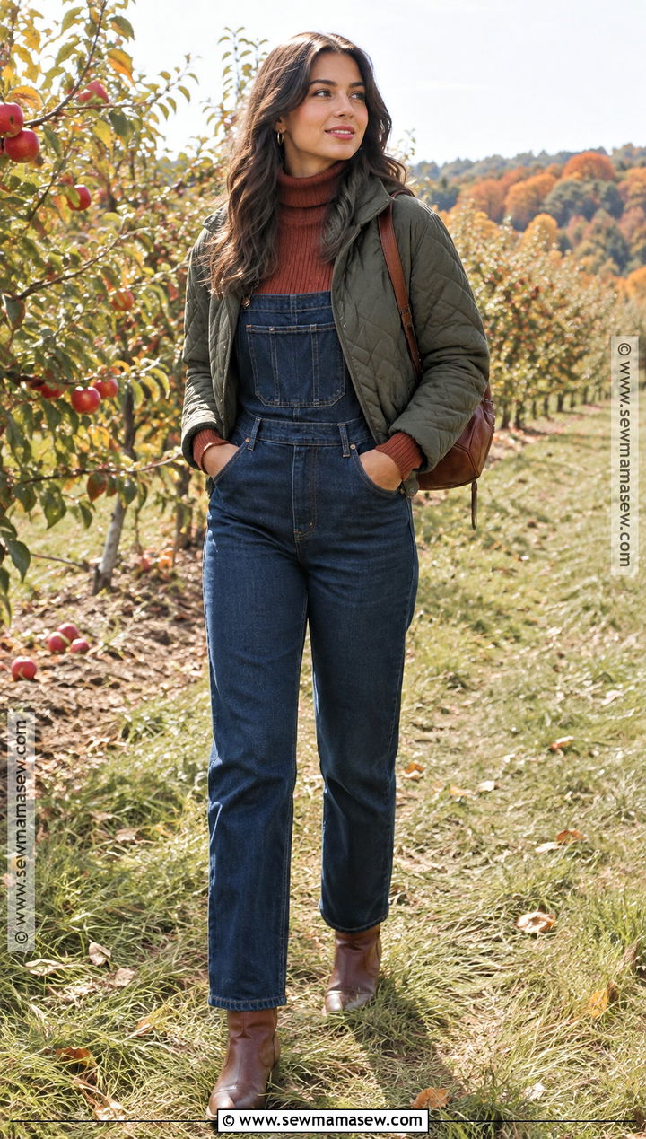 Cowgirl Boots With Overalls And Ribbed Turtleneck - 20 cowgirl boots outfit fall