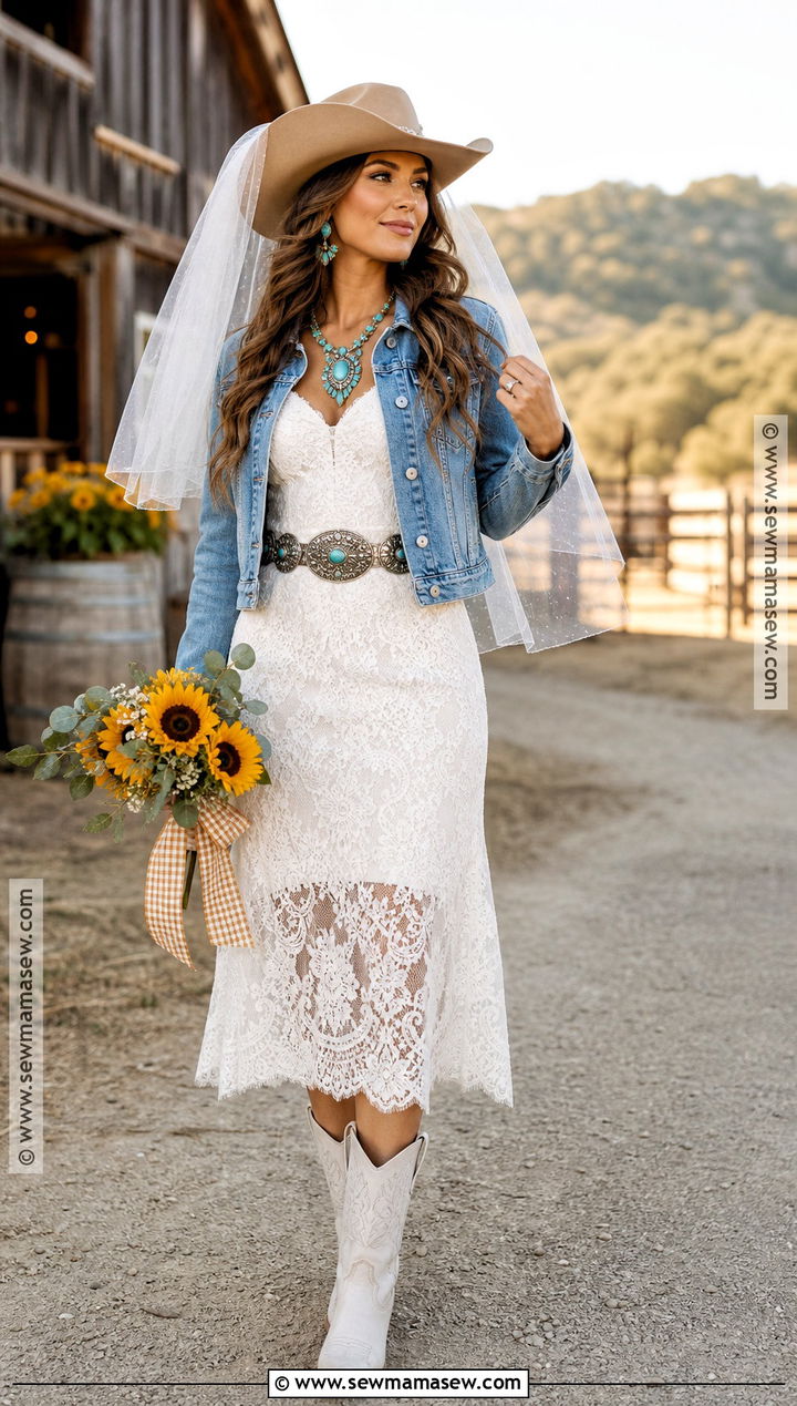 Cowgirl Bride Costume With White Boots - 35 bride costume ideas