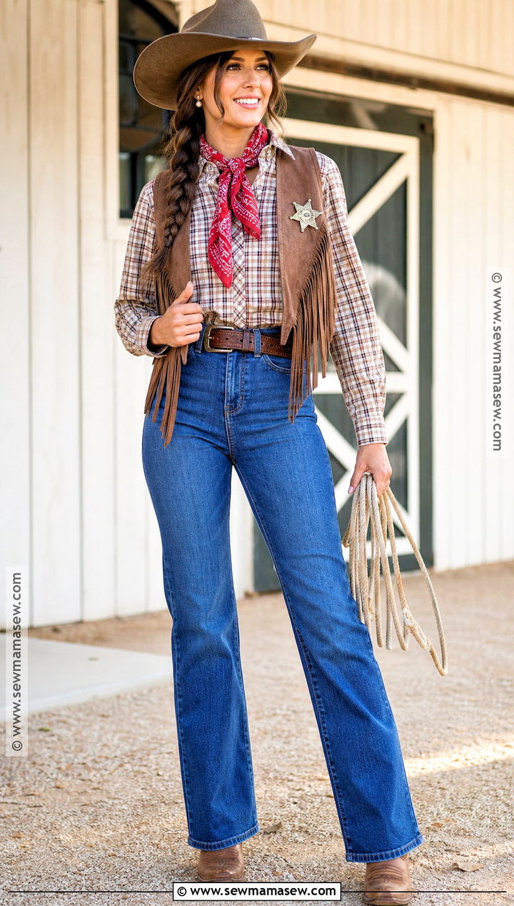 Cowgirl Costume With Denim And Boots - 40 halloween costumes for women