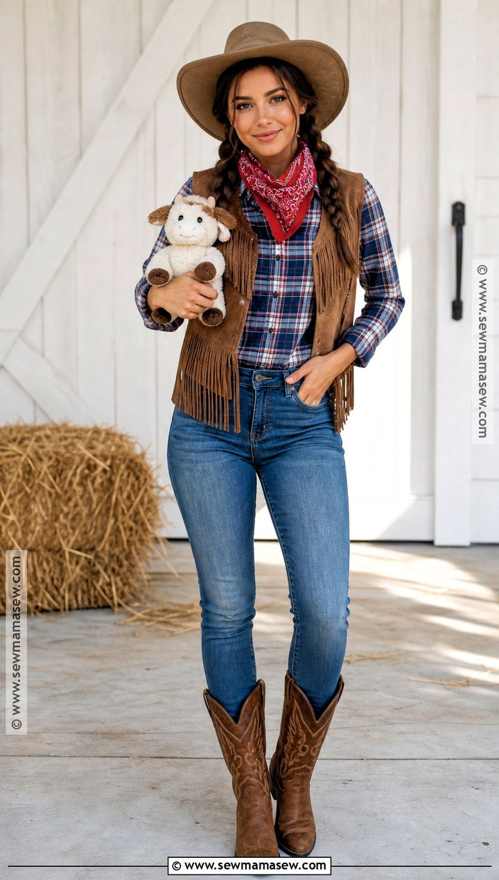 Cowgirl Costume With Denim And Boots - 50 easy halloween costumes for women