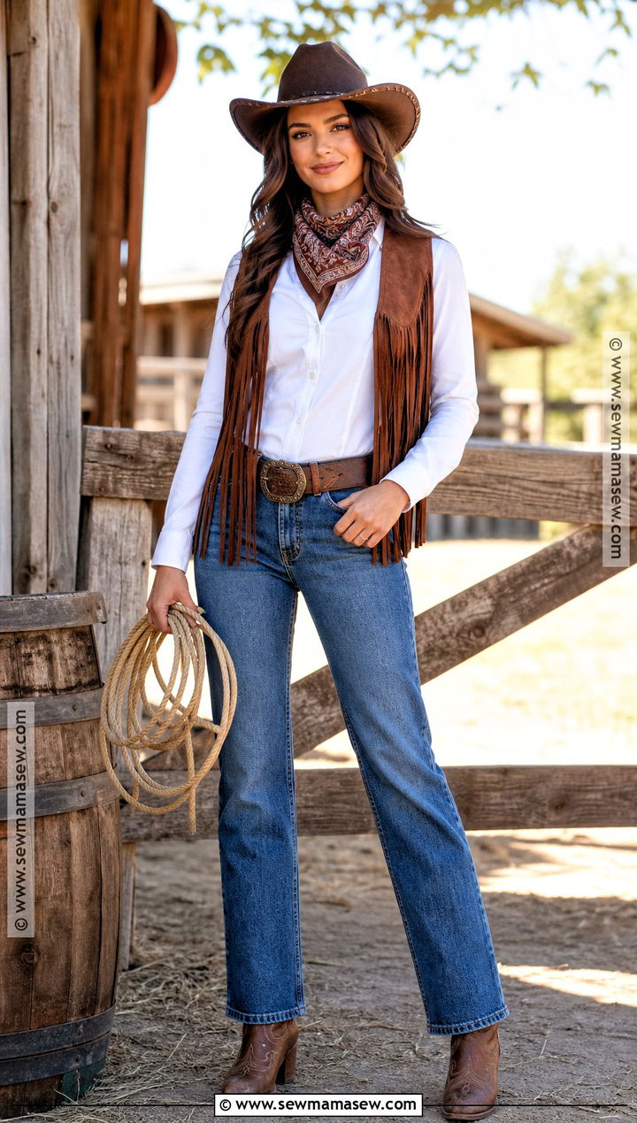 Cowgirl Costume With Denim And Boots - 30 simple halloween costume ideas for women