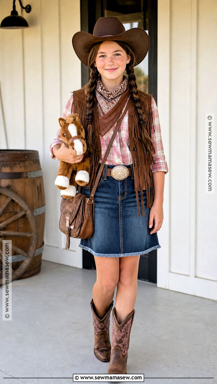 Cowgirl Costume With Denim Skirt - 30 halloween costumes for girls 10 12