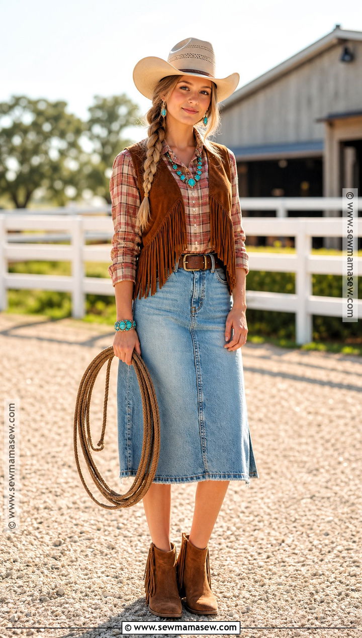 Cowgirl Costume With Denim Skirt - 30 teen costumes
