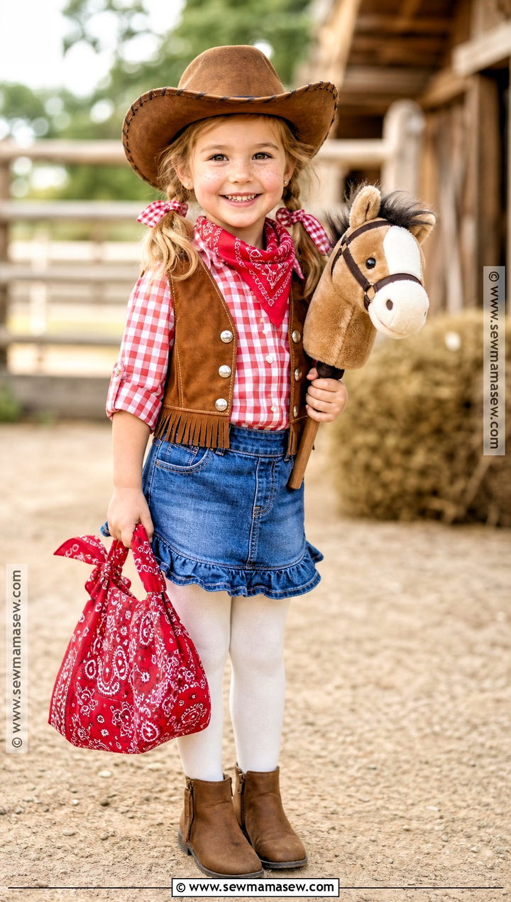 Cowgirl Costume With Denim Skirt - 30 toddler girl costume ideas