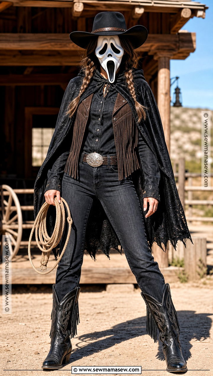 Cowgirl Ghost Face Costume With Western Boots - 45 ghost face costume ideas for women