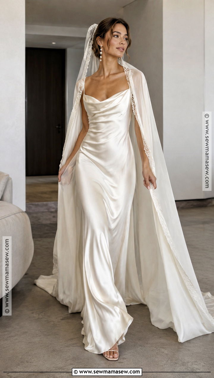 Cowl Neck Slip Fall Wedding Dress - 15 Fall Wedding Dress Styles