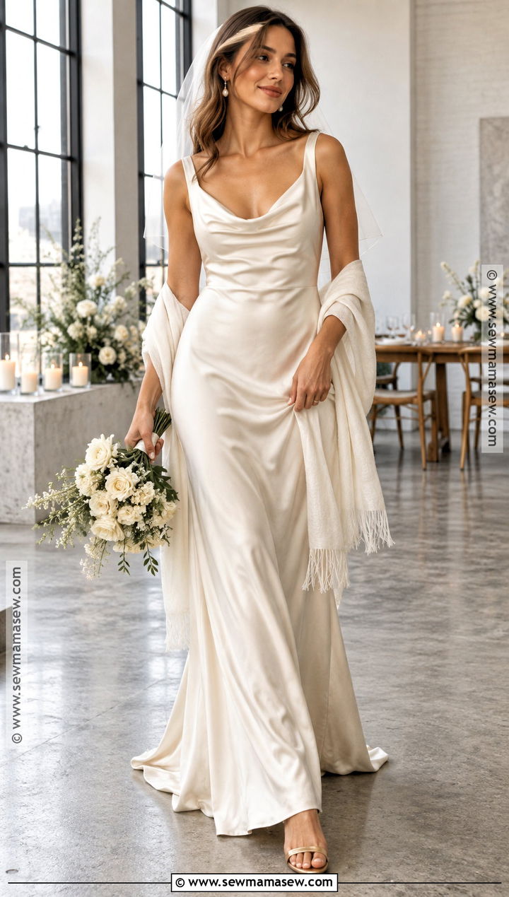 Cowl Neck Soft Autumn Wedding Dress - 20 Soft Autumn Wedding Dress Ideas