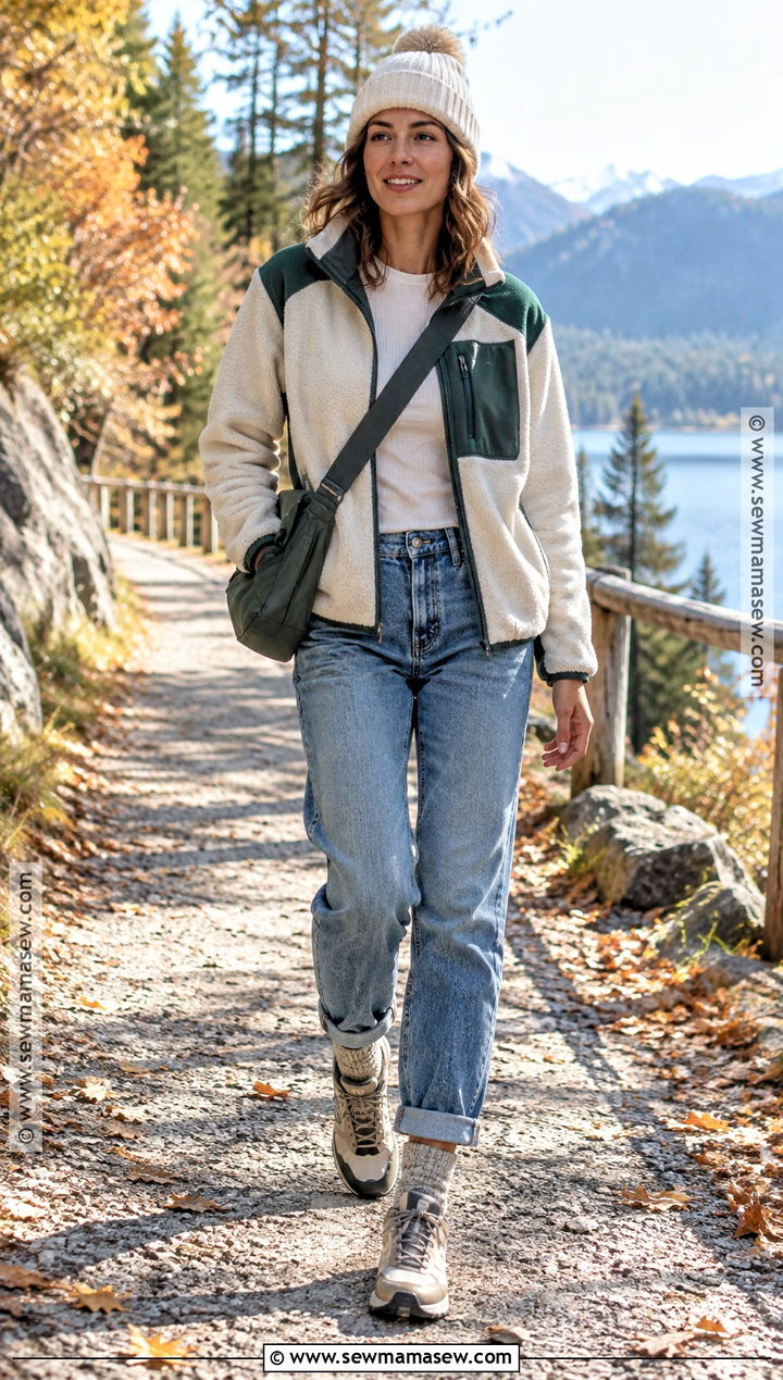 Cozy Autumn Fleece Jacket And Relaxed Jeans Outfit - 25 cozy autumn outfits
