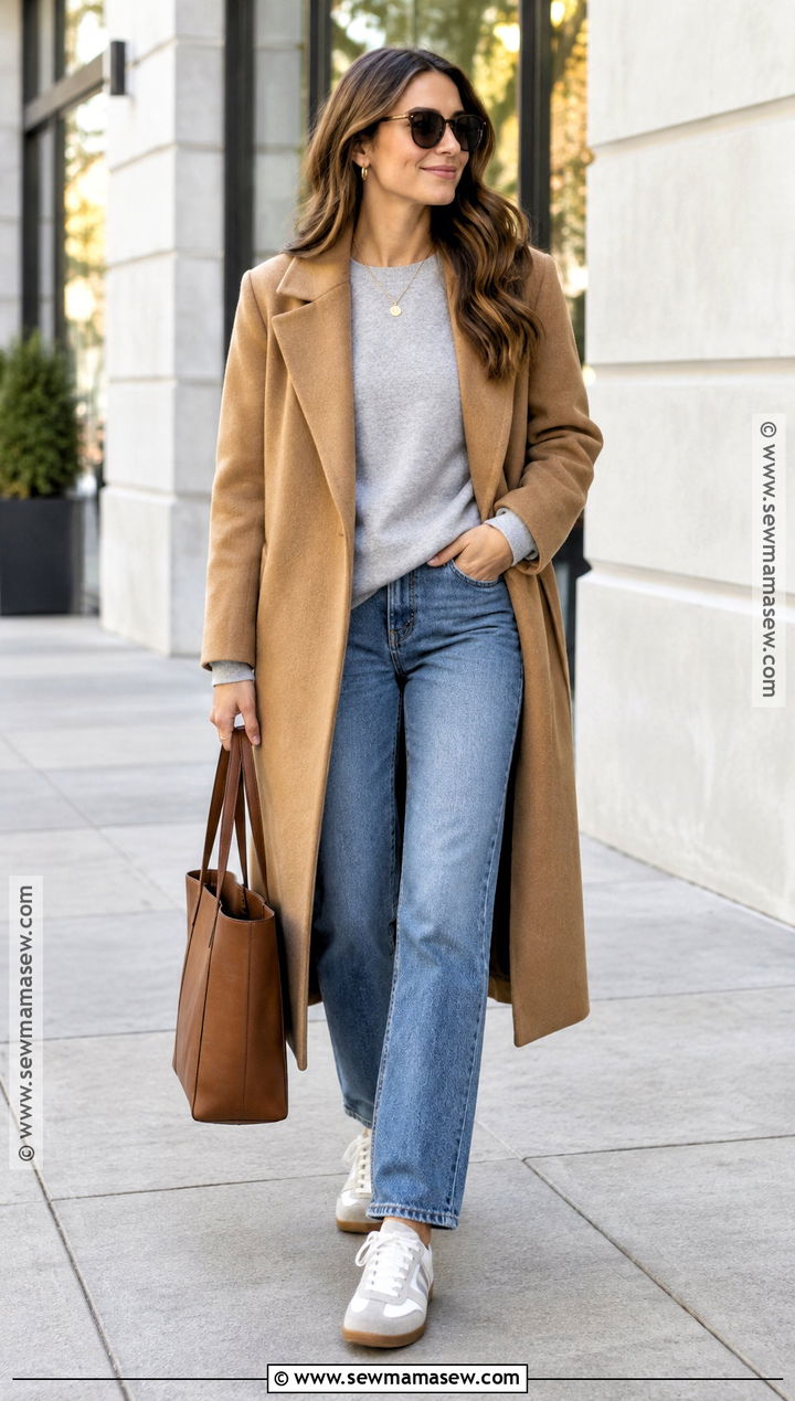 Cozy Autumn Long Coat And Sweatshirt Outfit - 25 cozy autumn outfits