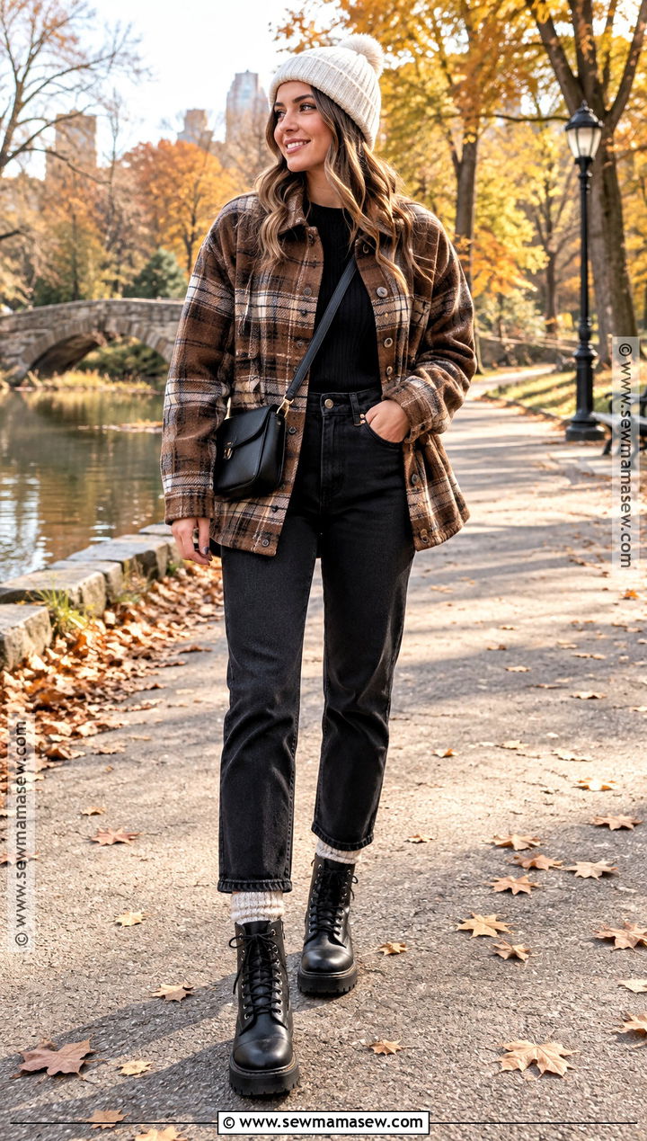 Cozy Autumn Shacket And Black Jeans Outfit - 25 cozy autumn outfits