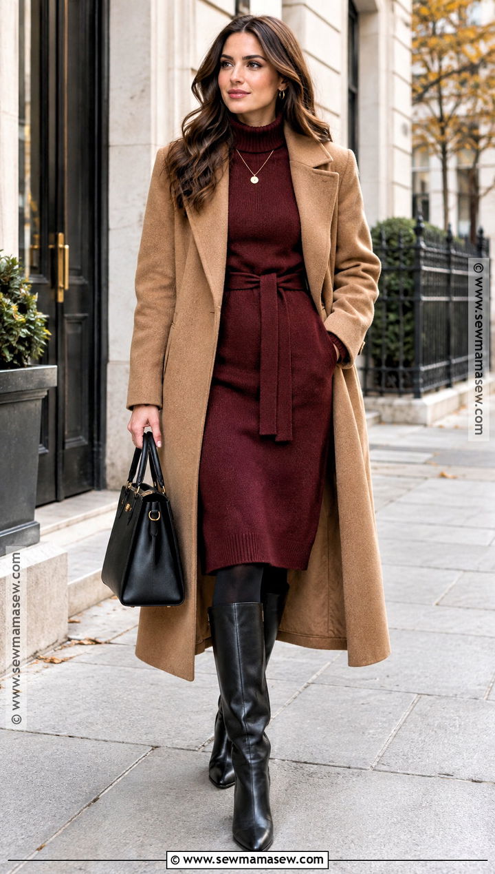 Cozy Autumn Sweater Dress And Knee High Boots Outfit - 25 cozy autumn outfits
