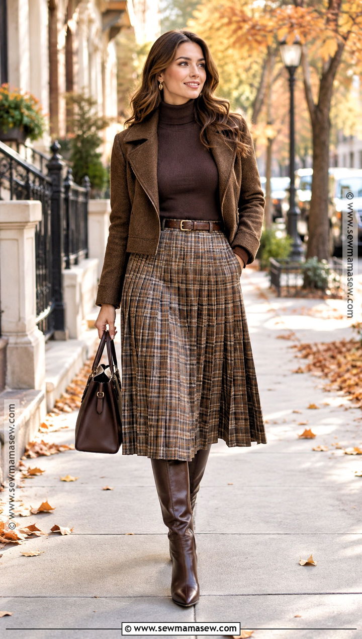 Cozy Autumn Turtleneck And Midi Skirt Outfit - 25 cozy autumn outfits