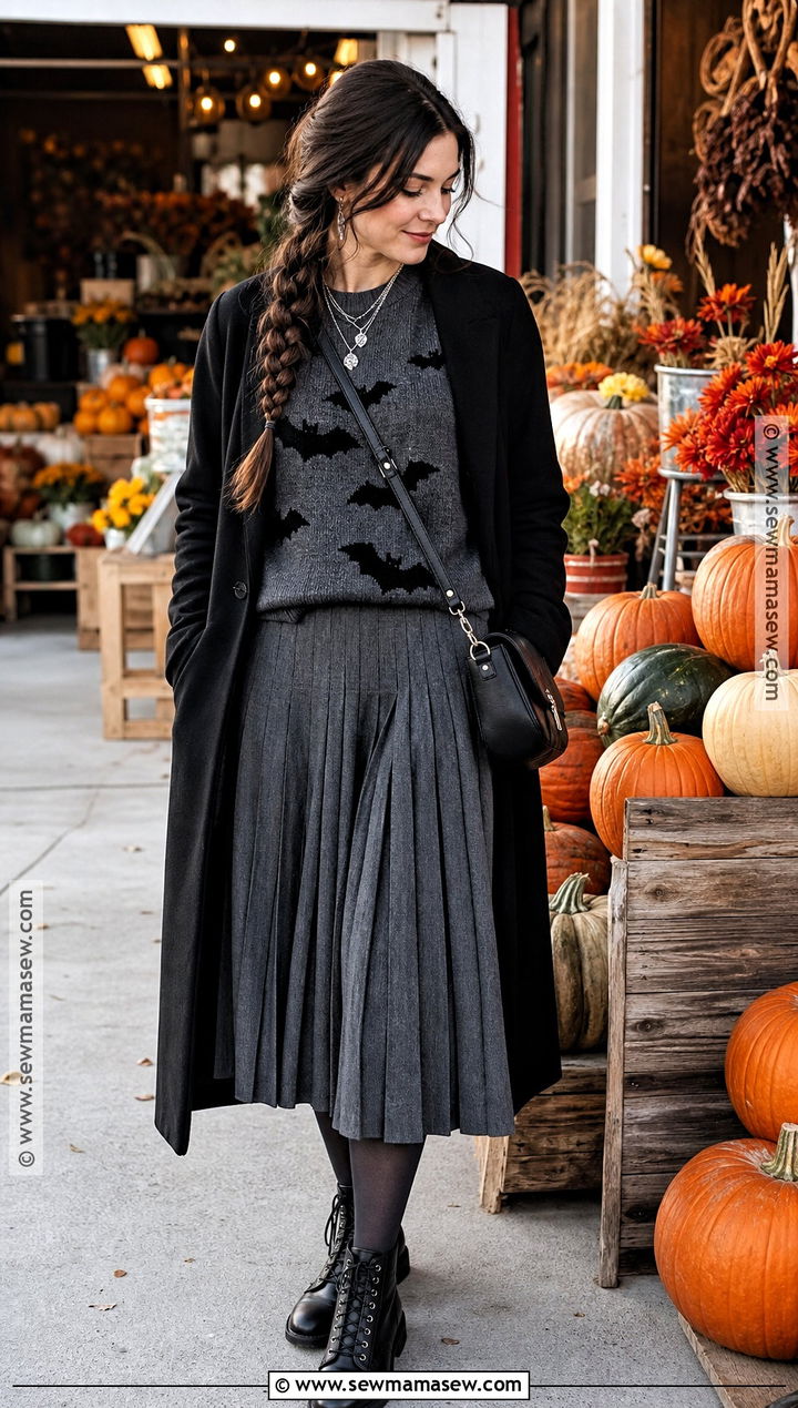 Cozy Bat Print Halloween Outfit - 40 halloween fits