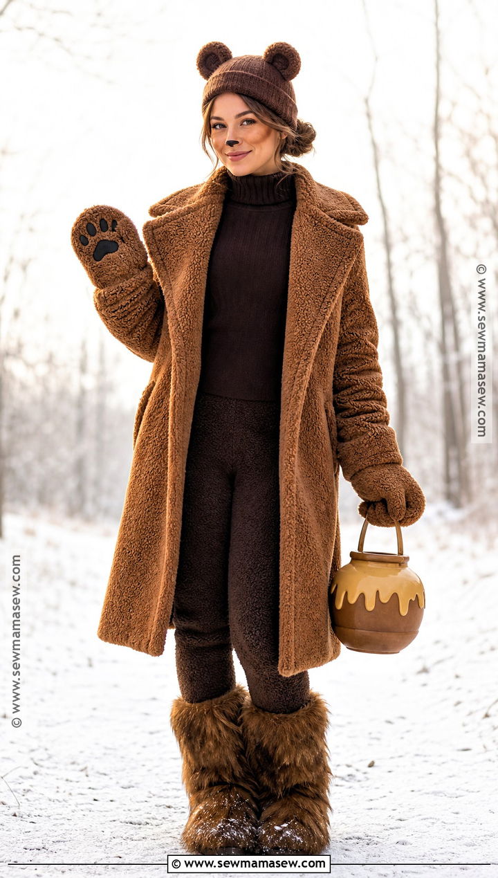 Cozy Bear Costume With Brown Teddy Coat - 40 warm halloween costumes