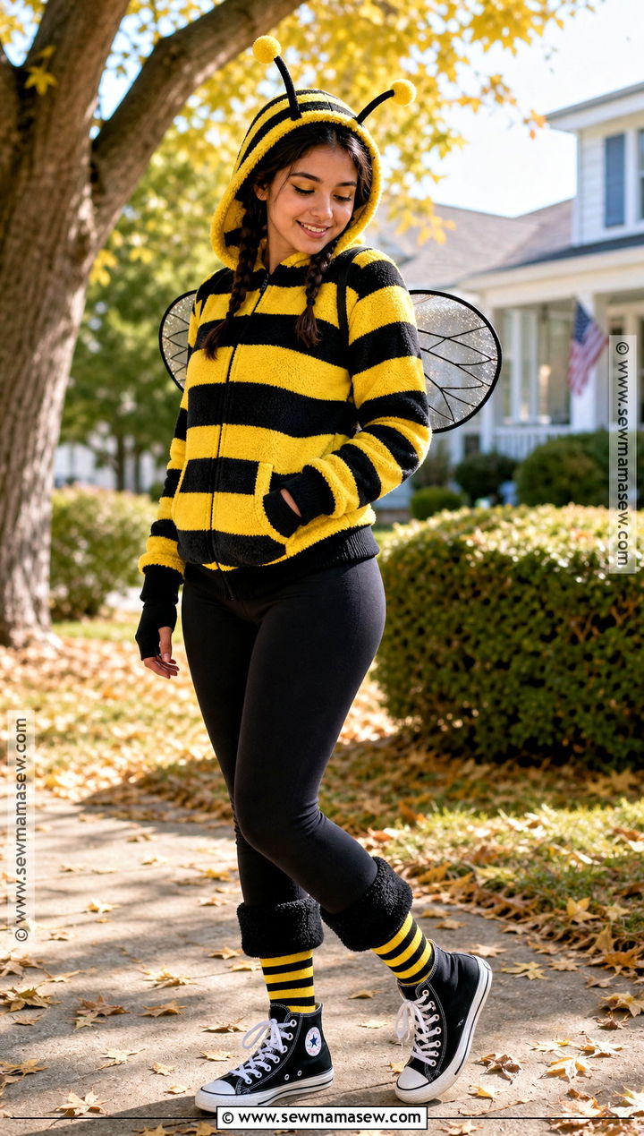 Cozy Bumble Bee Costume With Striped Hoodie - 30 Bumble Bee Costume Ideas for Women
