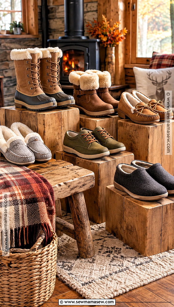 Cozy Cabin Shoe Display - 15 Fall Shoe Collection Display Ideas