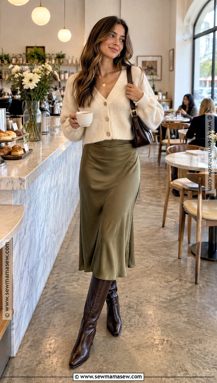 Cozy Cardigan And Slip Skirt Birthday Outfit - 25 autumn birthday outfit ideas