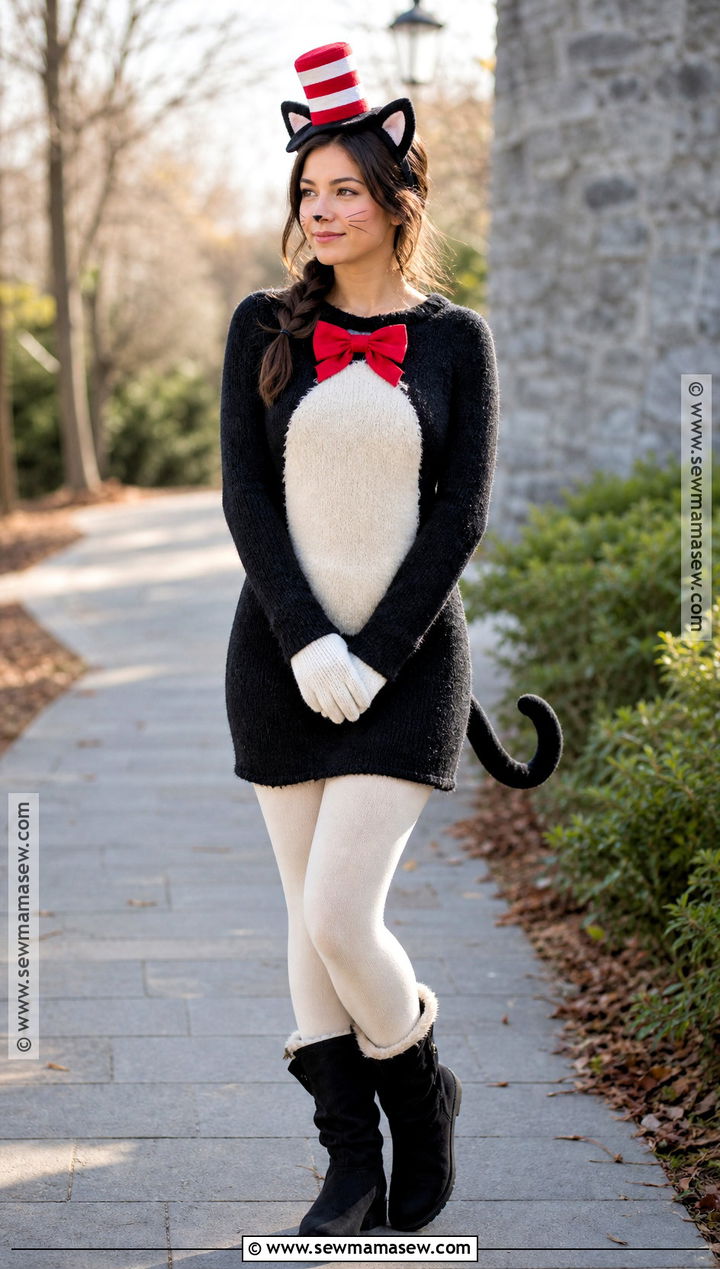 Cozy Cat In The Hat Costume With Sweater Dress - 30 cat in the hat costume women's ideas
