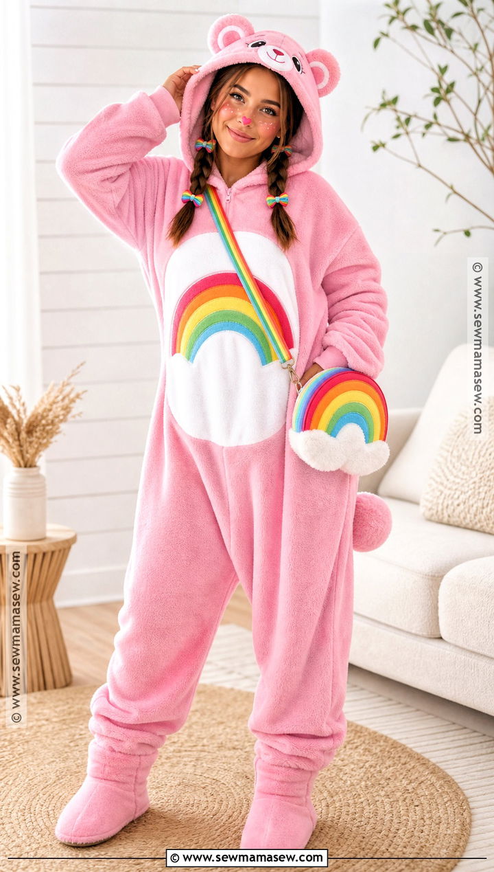 Cozy Cheer Bear Costume With Pink Onesie - 30 Carebear Costume Ideas for Women