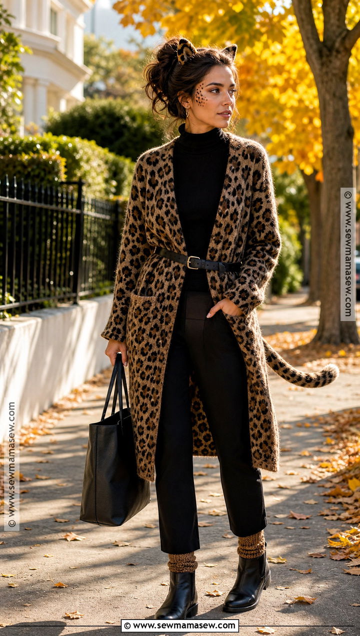 Cozy Cheetah Cardigan Halloween Outfit - 30 cheetah outfit halloween ideas