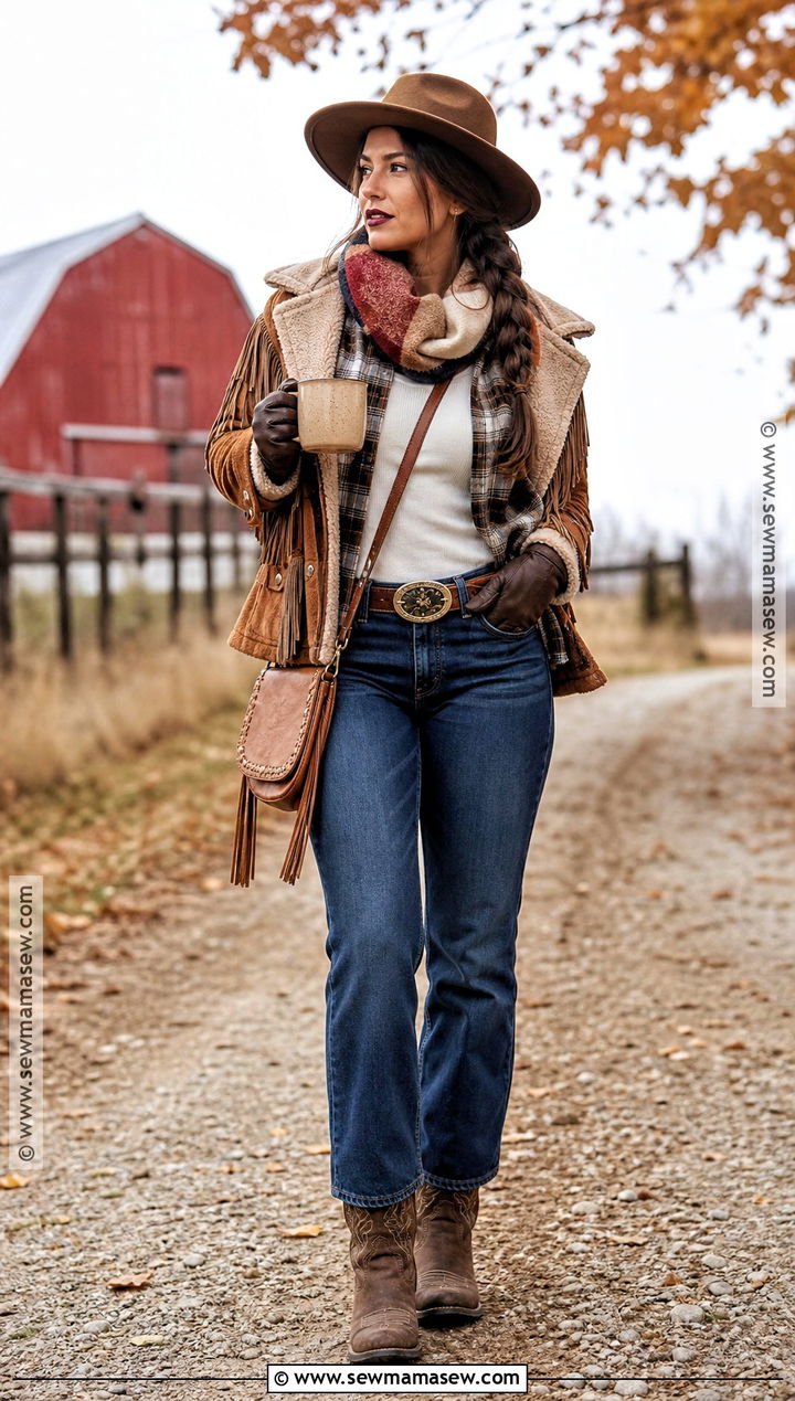 Cozy Cold Weather Cowgirl Costume - 35 cowgirl costume ideas