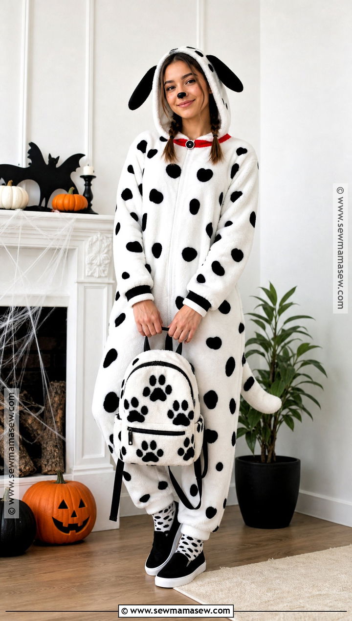 Cozy Dalmatian Onesie Costume - 30 dalmatian halloween costume ideas