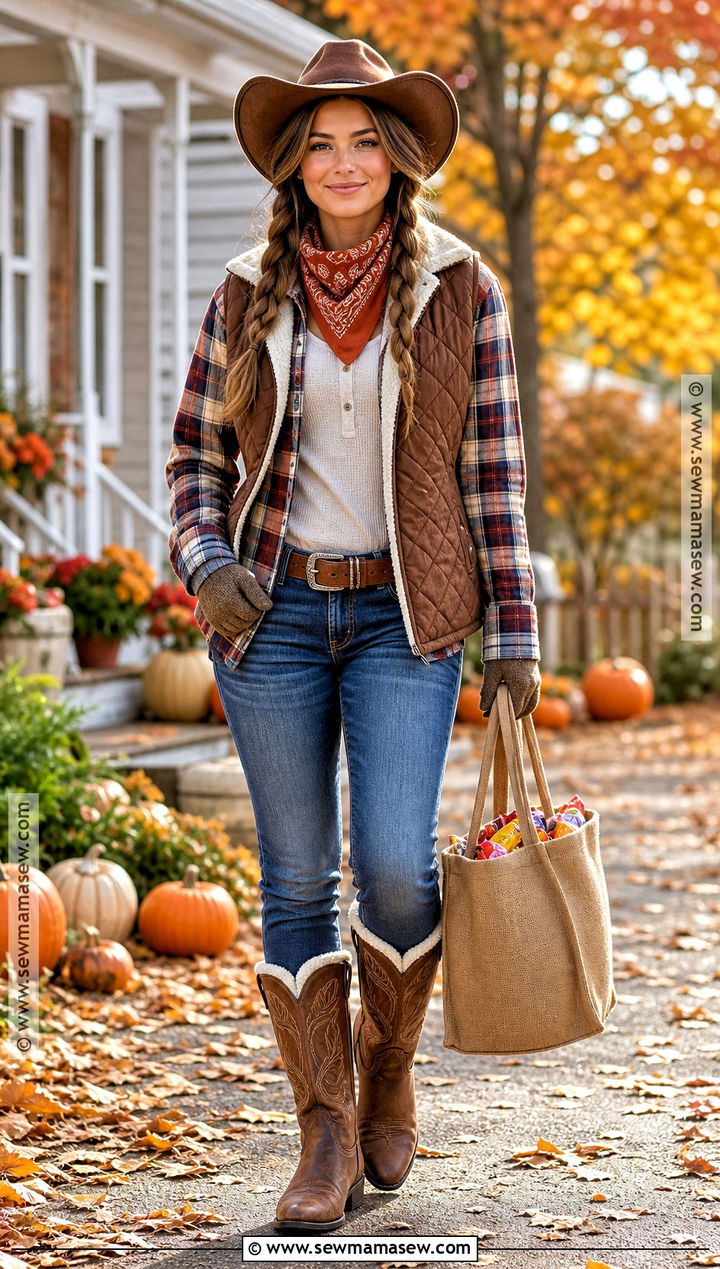 Cozy Flannel Cowgirl Halloween Outfit - 40 cowgirl outfits halloween