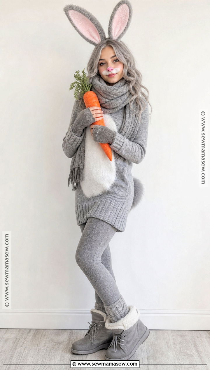 Cozy Gray Bunny Costume - 50 bunny costume ideas