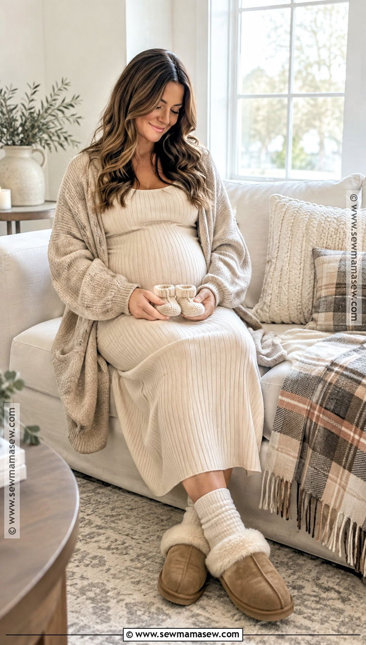 Cozy Indoor Pregnancy Announcement Outfit - 20 Fall Pregnancy Announcement Outfit Ideas
