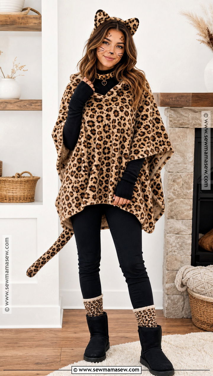 Cozy Leopard Poncho Costume - 35 Leopard Costume Ideas for Women