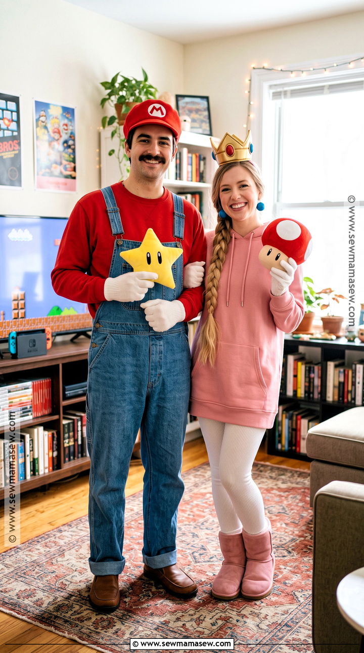 Cozy Mario And Peach Couple Costume - 30 Mario And Peach Costumes for Couples