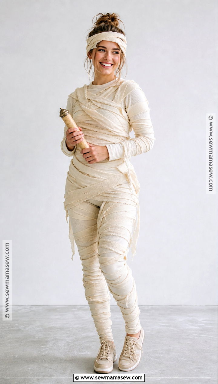 Cozy Mummy Costume With Soft Fabric Wraps - 40 cute halloween costume ideas
