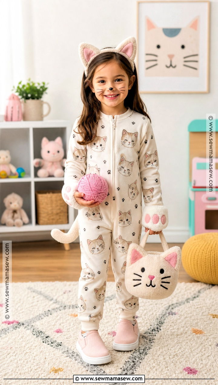 Cozy Pajama Cat Costume - 30 cat costume ideas for kids