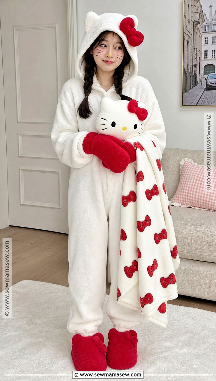 Cozy Pajama Hello Kitty Costume - 40 hello kitty halloween costume ideas