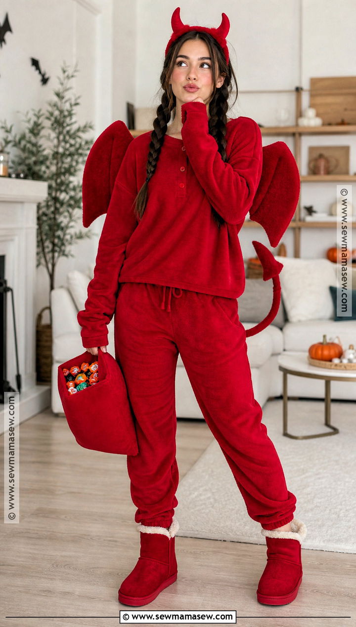 Cozy Red Devil Costume With Pajamas - 30 Red Devil Halloween Costume Ideas