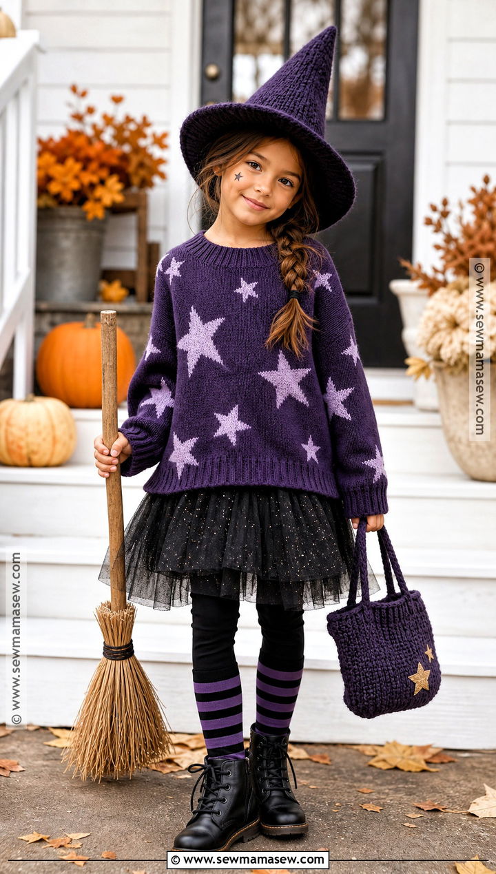 Cozy Sweater Witch Costume - 30 kids witch costume ideas