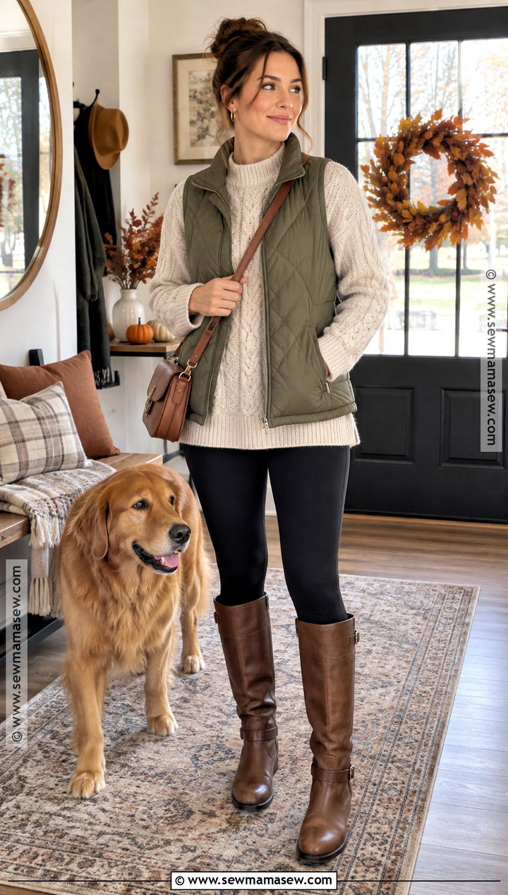 Cozy Thanksgiving Leggings and Long Sweater Outfit - 20 Thanksgiving Looks Outfits