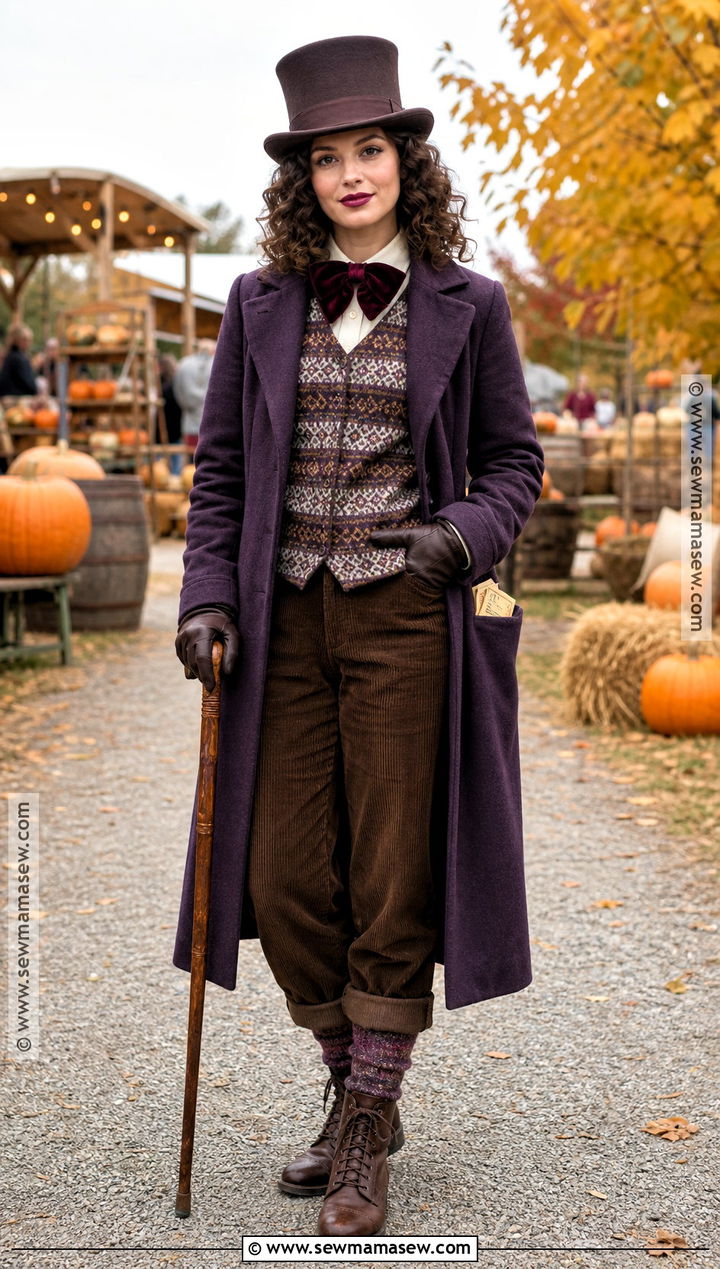 Cozy Willy Wonka Costume With Sweater Vest - 35 Willy Wonka Costume Ideas for Women