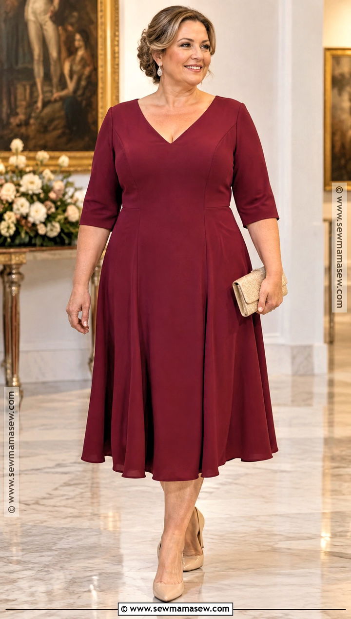 Cranberry Crepe Plus Size Mother of the Bride Dress - 20 mother of the bride dresses plus size fall