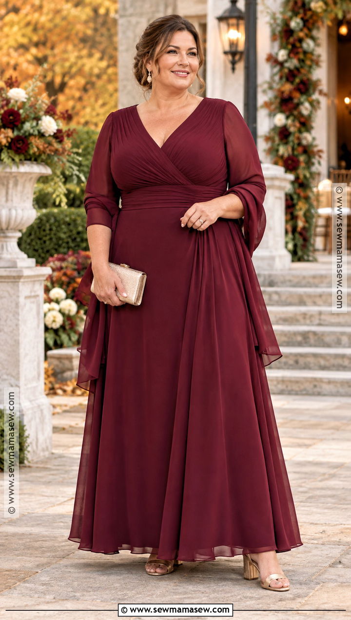 Cranberry Plus Size Mother Of The Groom Gown - 15 mother of groom fall dresses