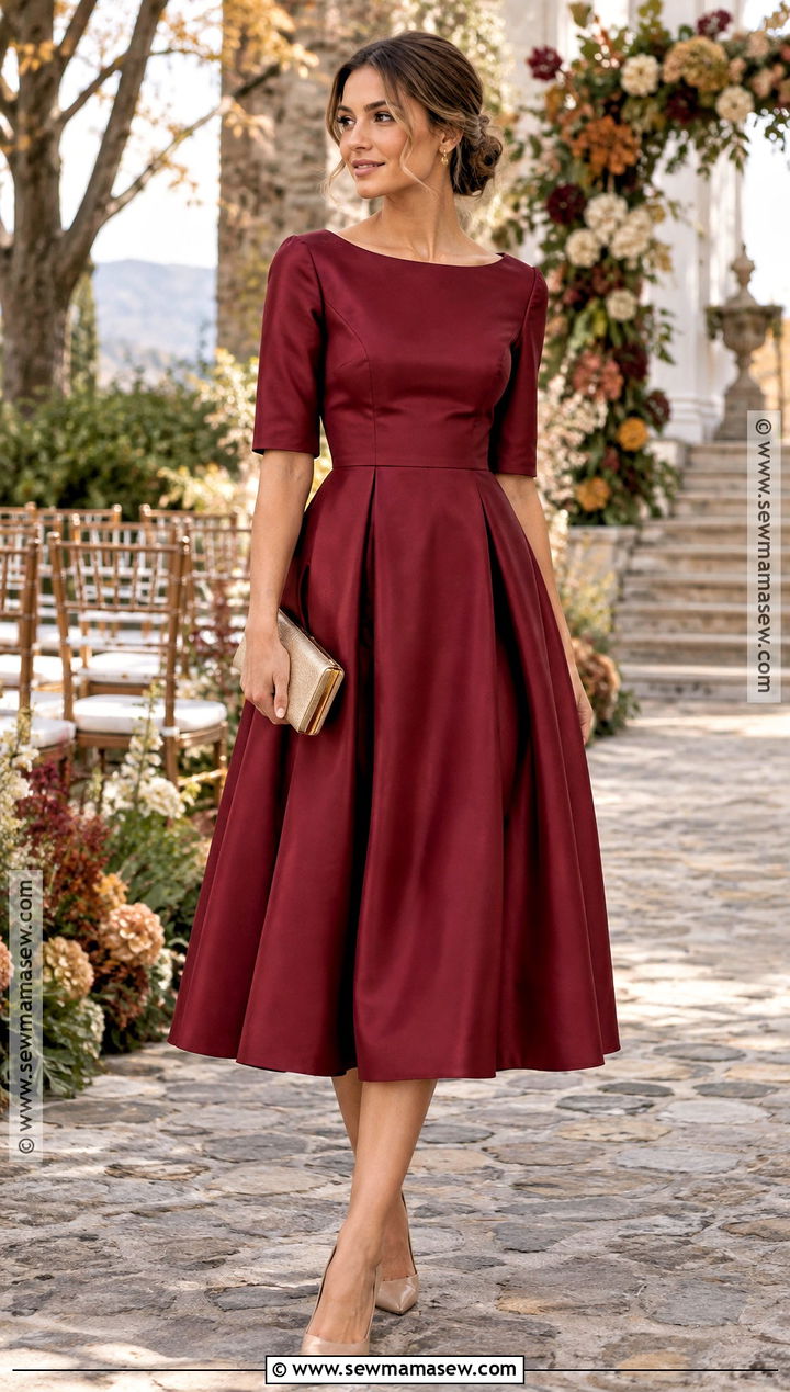 Cranberry Red Fall Wedding Guest Outfit - 15 Colors To Wear To A Fall Wedding Ideas