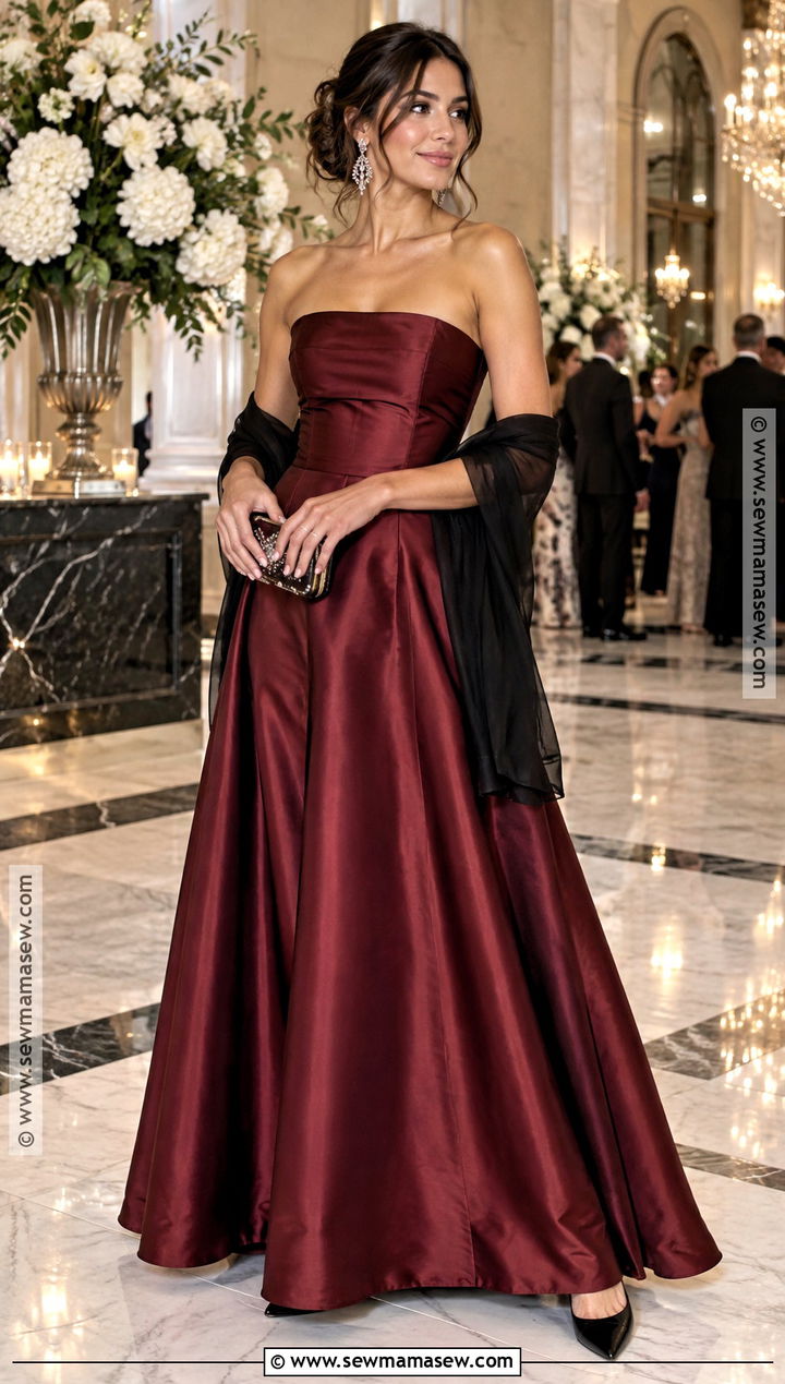 Cranberry Strapless Black Tie Wedding Guest Dress - 15 Black Tie Wedding Guest Dress September Ideas