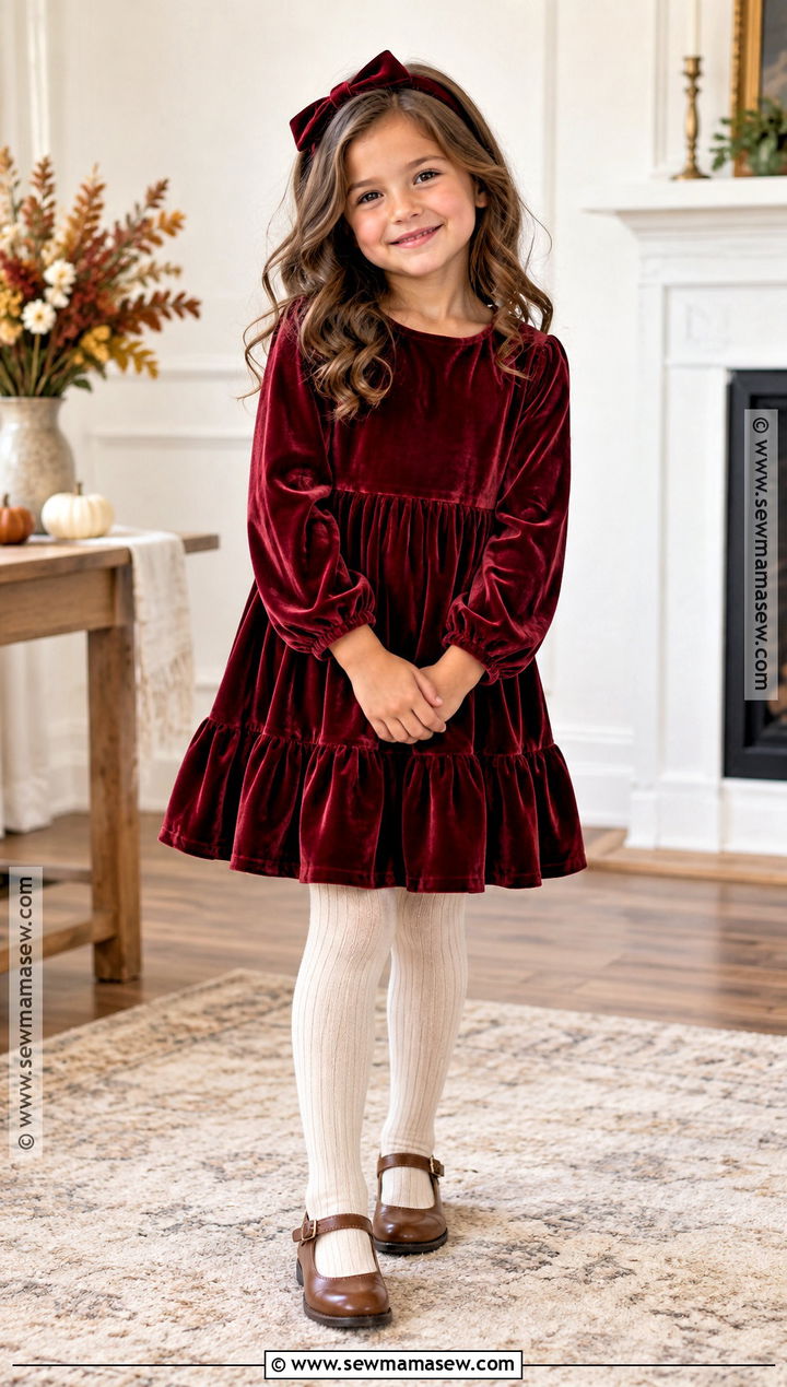 Cranberry Velvet Dress Thanksgiving Outfit - 15 Thanksgiving Clothes for Kids