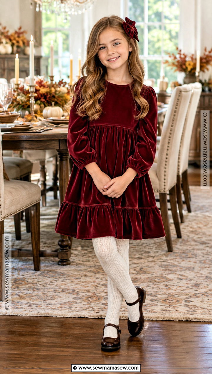 Cranberry Velvet Girls Thanksgiving Dress - 15 Girls Thanksgiving Dress Ideas