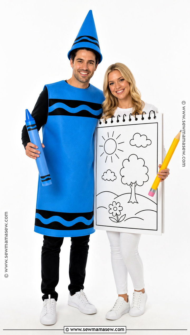 Crayon And Coloring Book Couple Costume - 35 crayon costume ideas