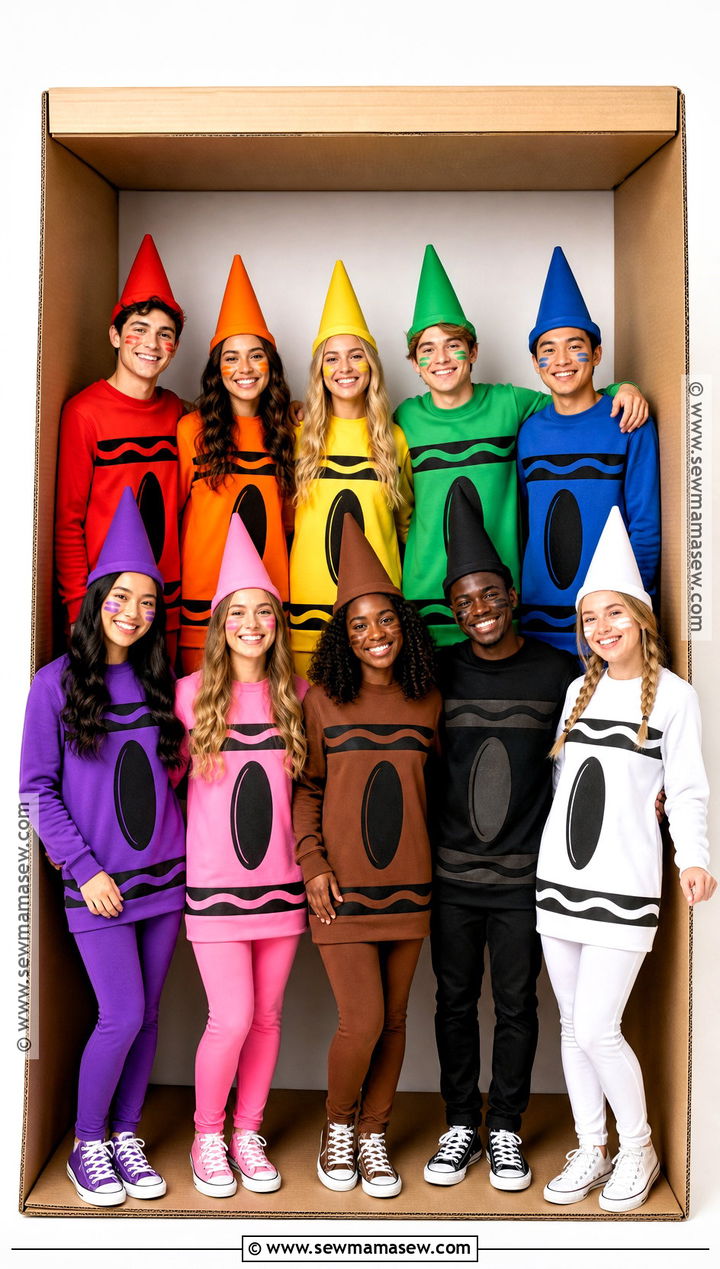 Crayon Box Group Halloween Costume - 30 group halloween costumes for 10 people